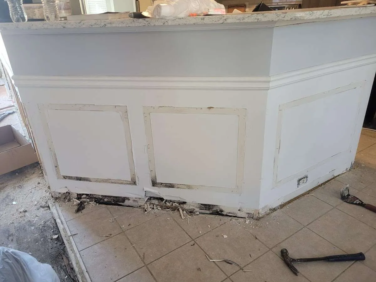 Water damage and mold on kitchen during Storm Damage Restoration in Southborough